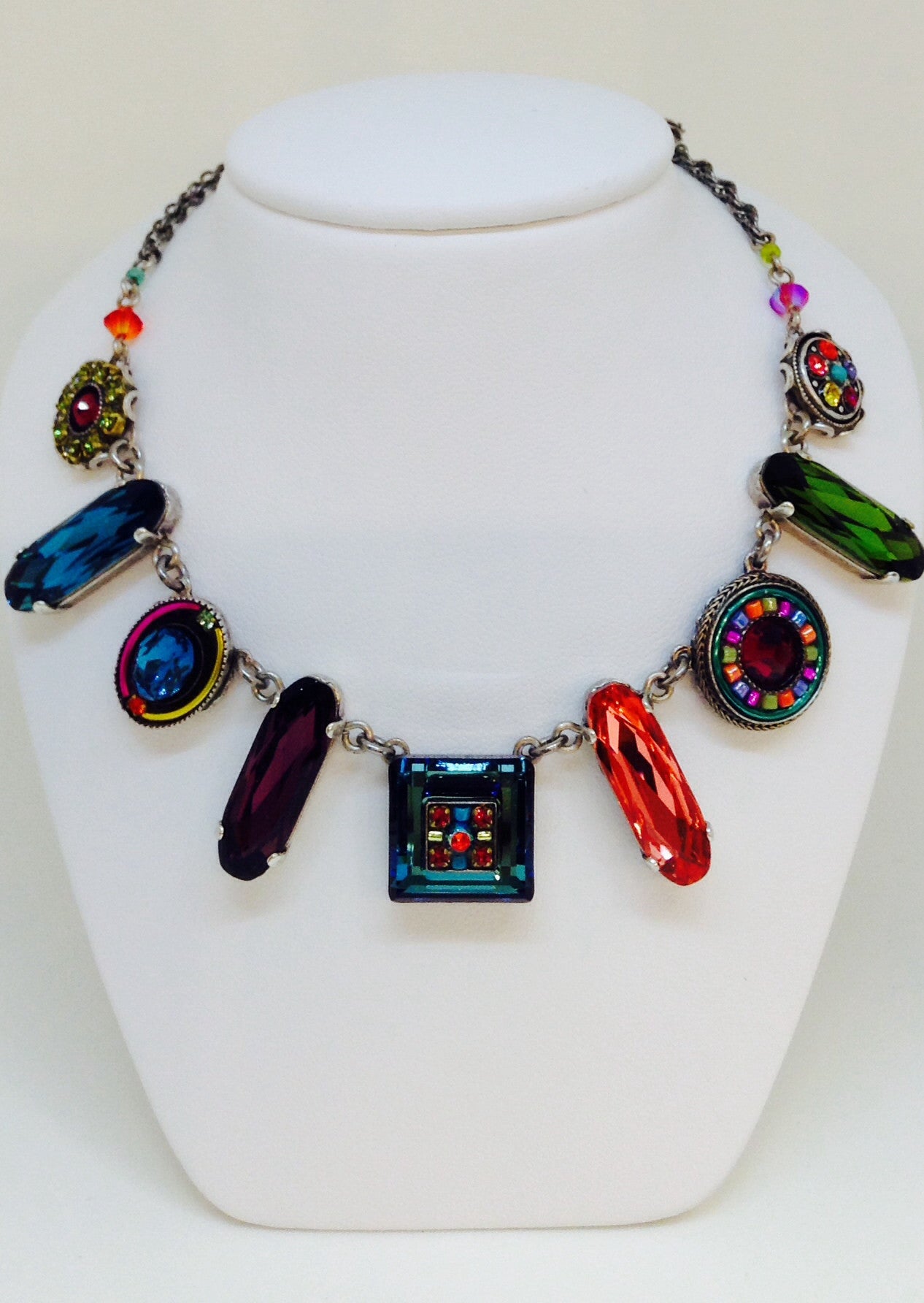 La Dolce Vita Oblong Crystal Necklace-Multi Color