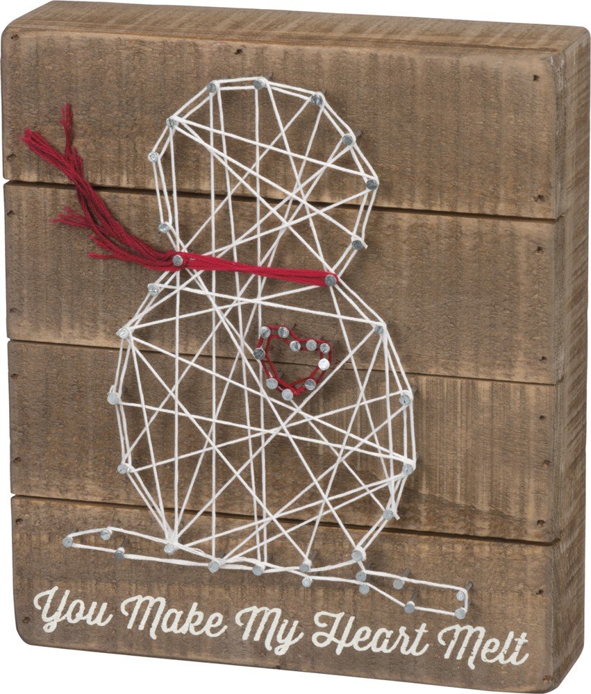 String Art Box Sign-Heart Snowman