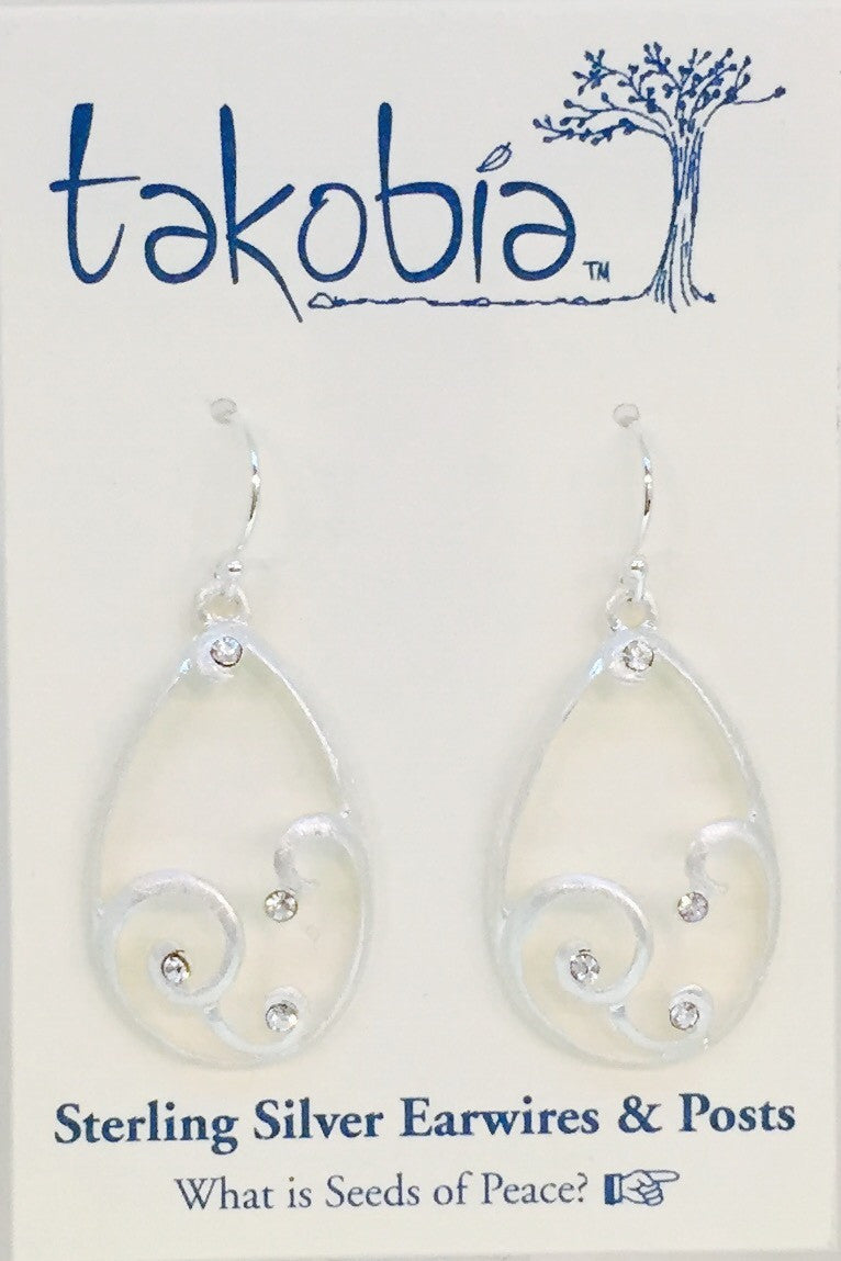 Drop with Crystal Silver Earring