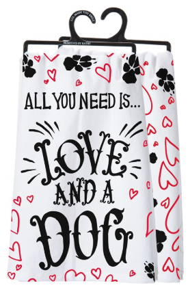 "Love and A Dog" Dish Towel