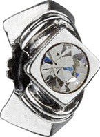 Sterling Silver w Stone - Diamond Shape - Clear CZ