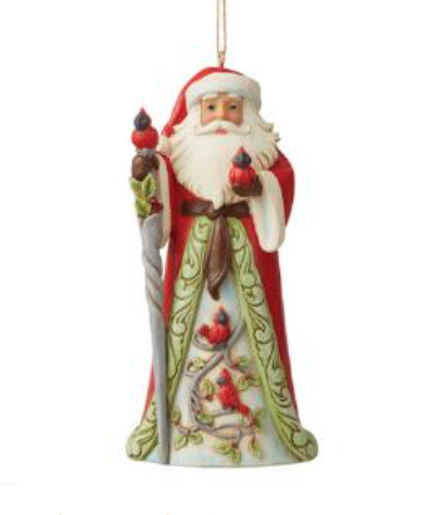 Santa with Cardinals Ornament