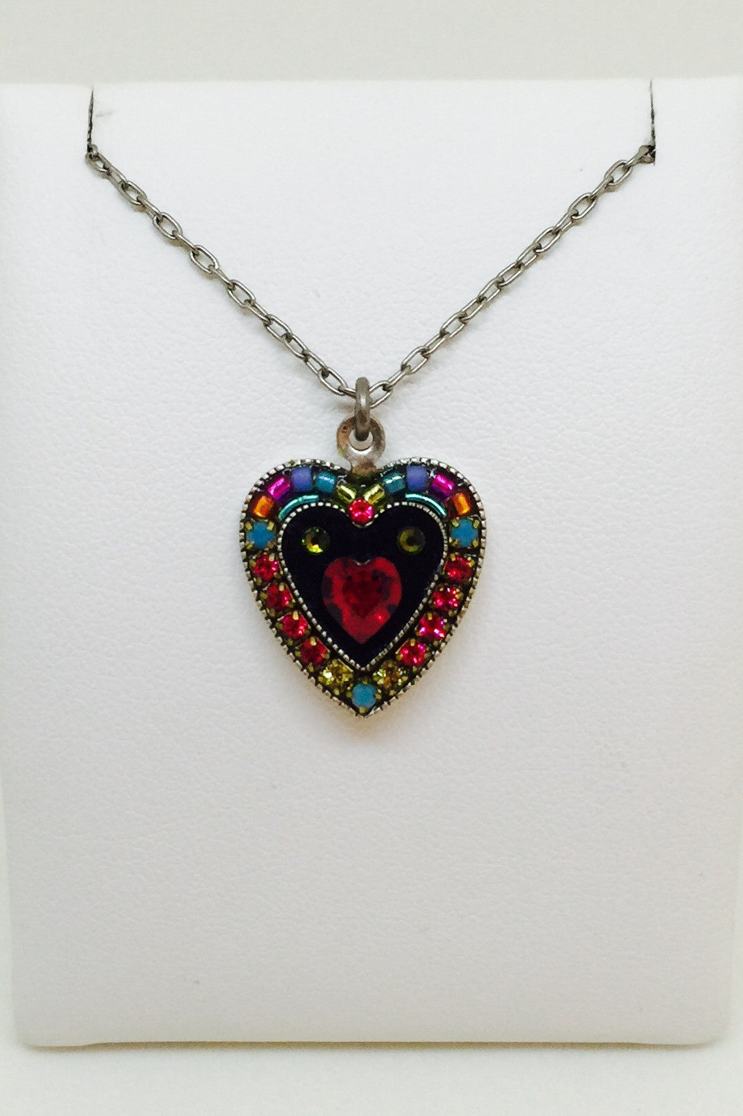 Large Red Crystal Heart Pendent-Multicolor
