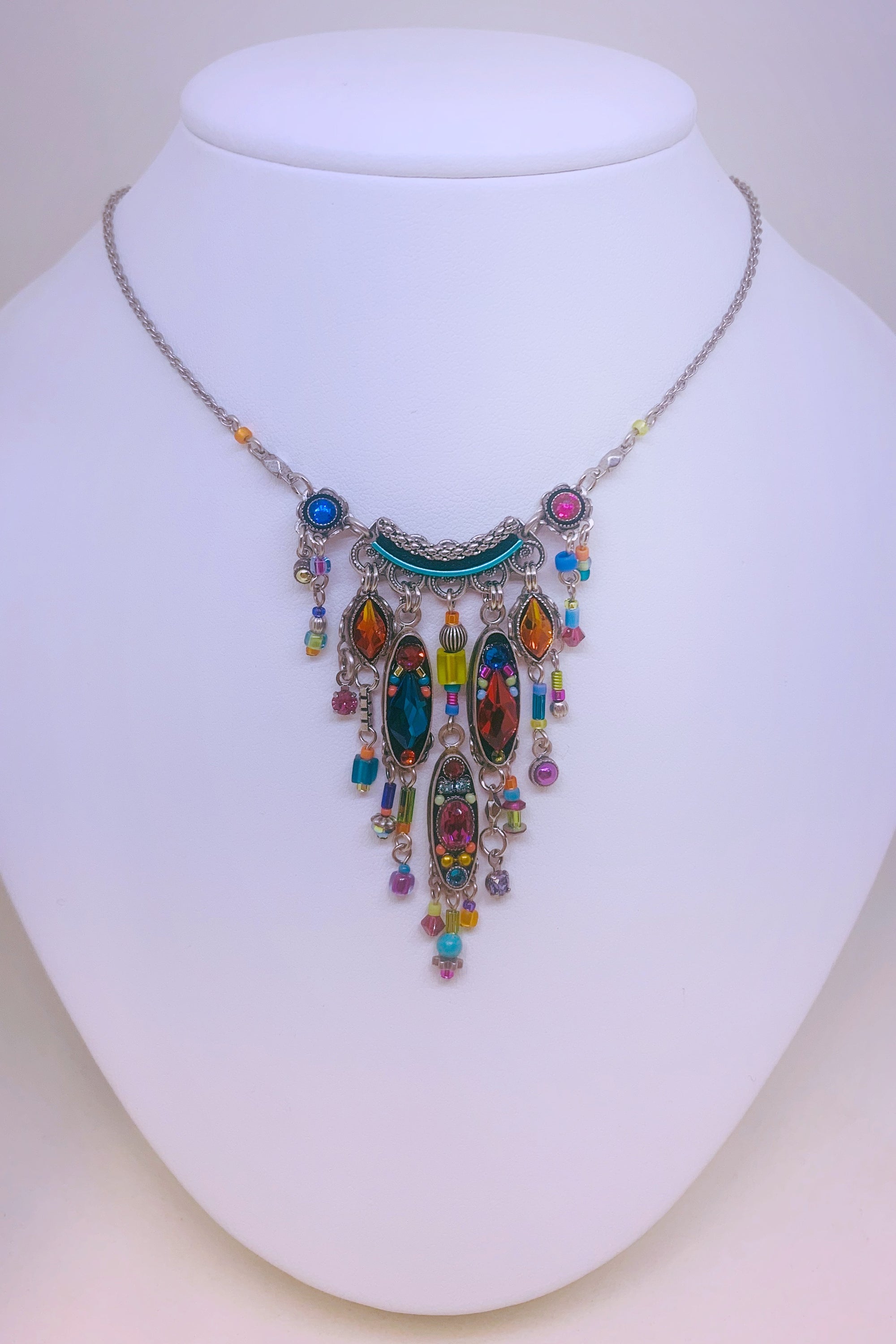 Milano Waterfall Fringe Necklace-Multicolor