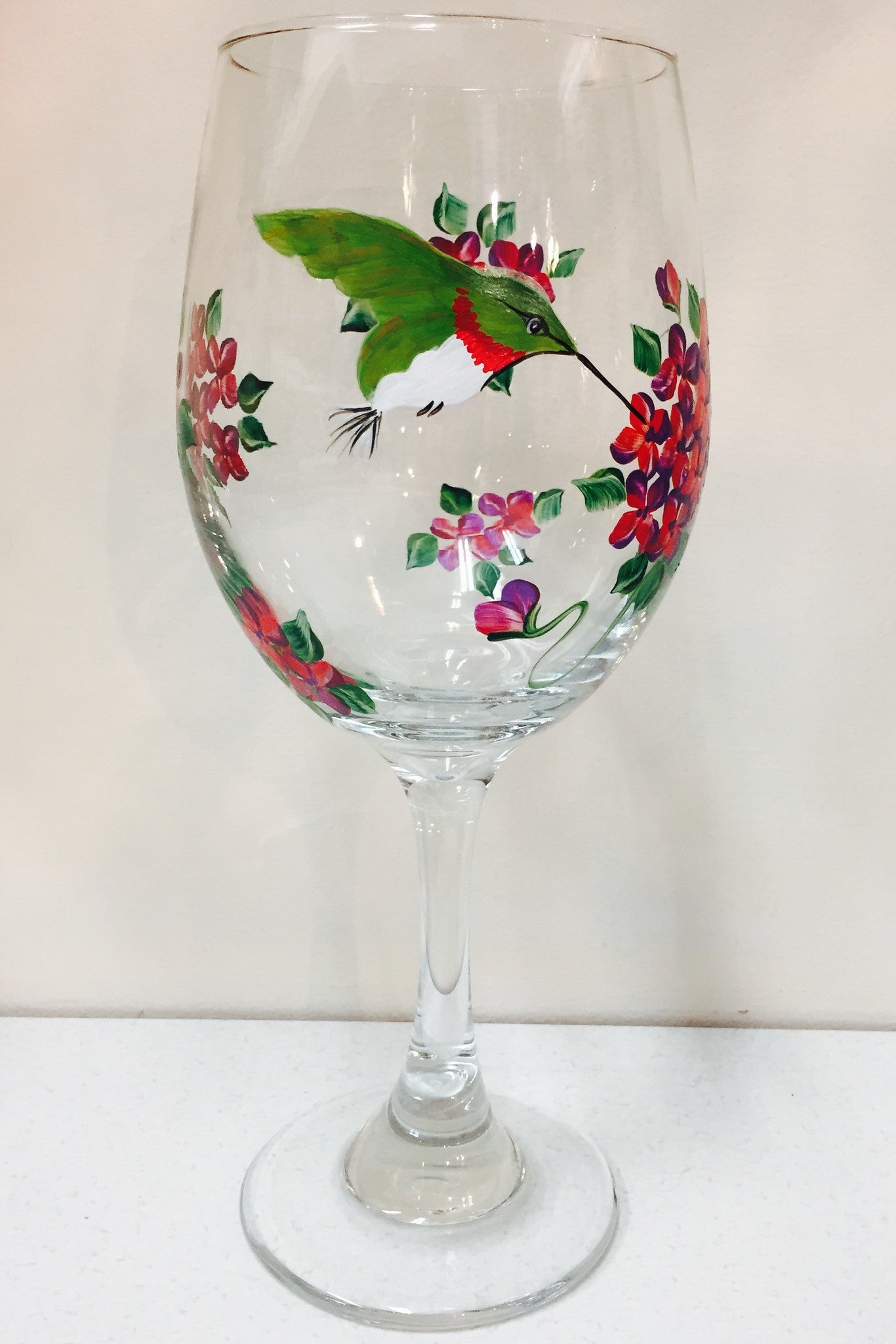 20 oz Wine Glass-Hummingbird