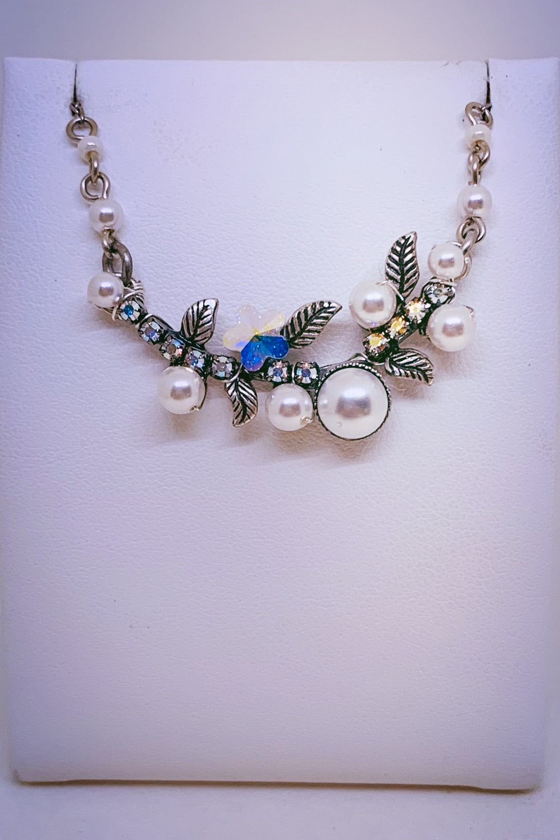 Flora Petite Necklace-White Pearls