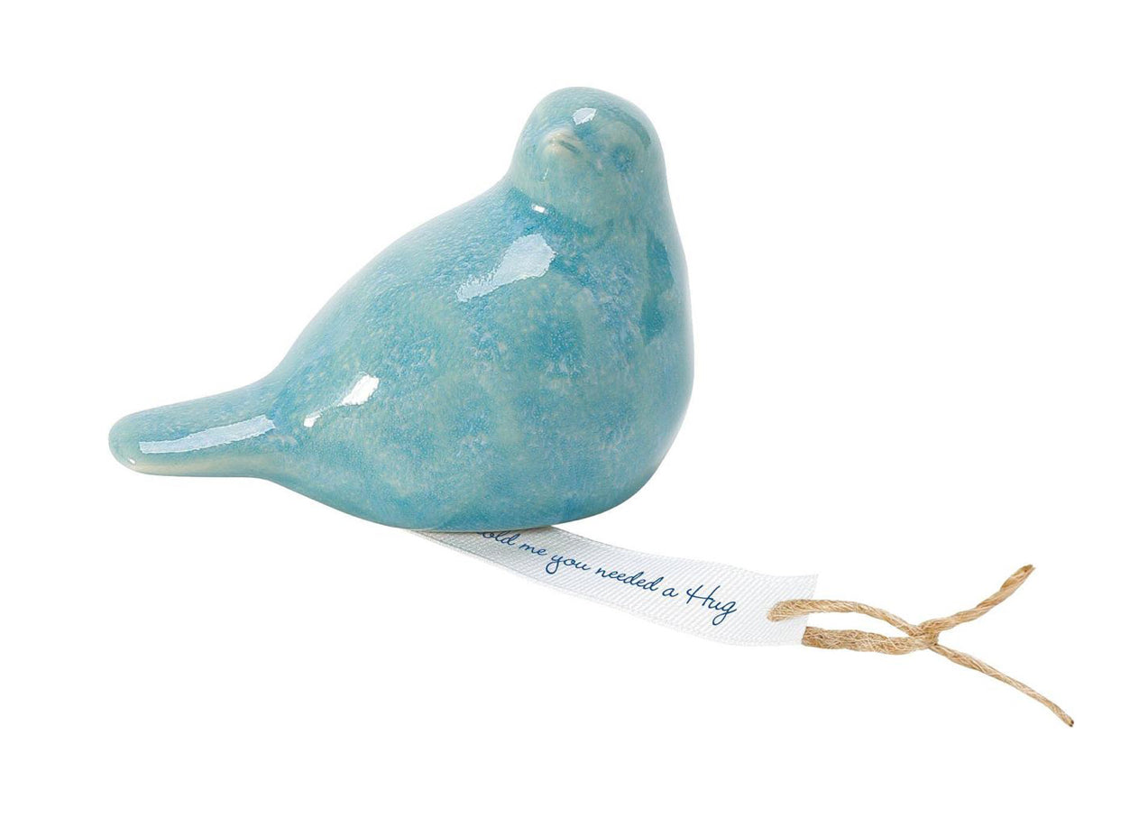 Light Blue Hug Bird Figurine