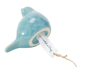 Light Blue Hug Bird Figurine