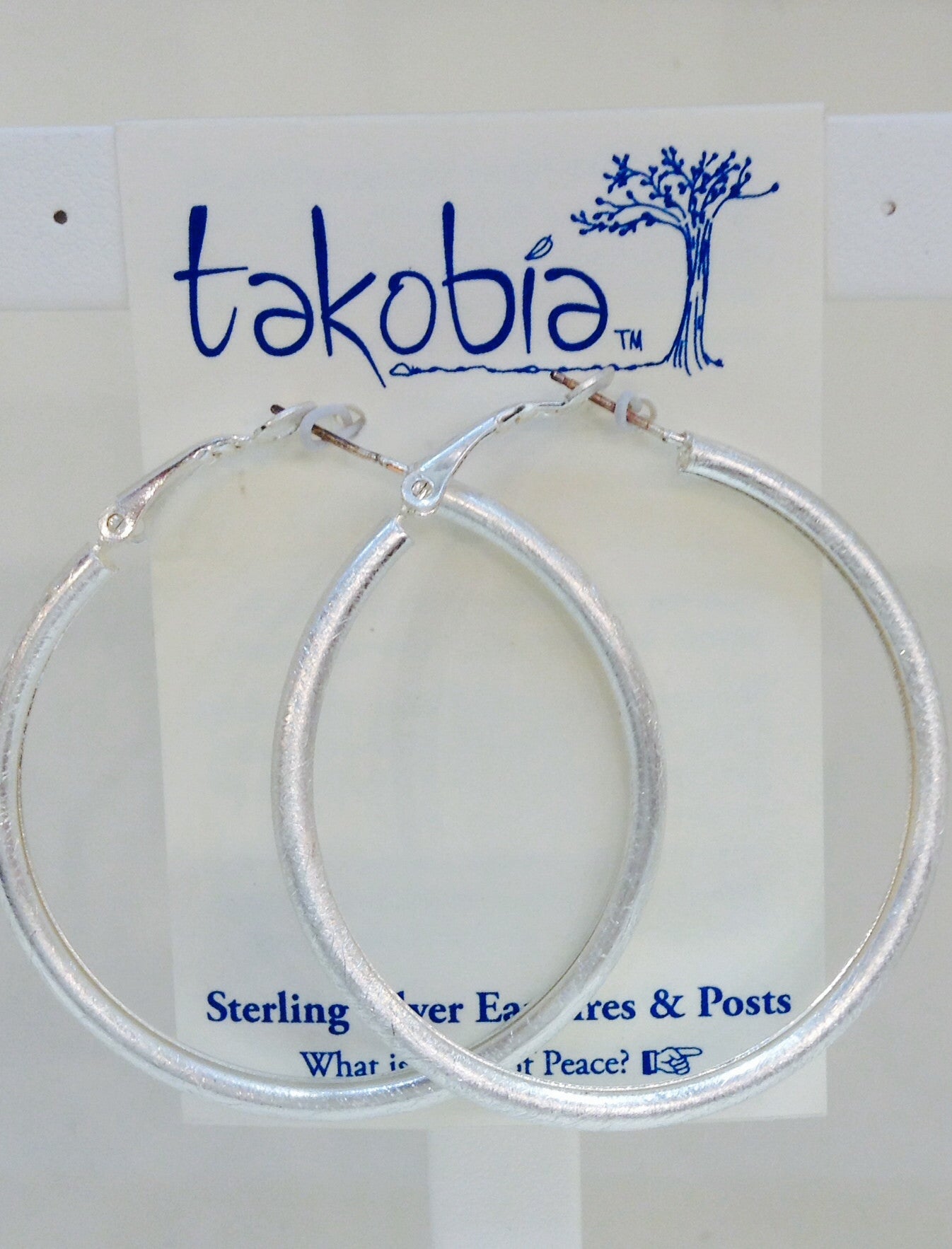 50mm Thin Hoop Earrings (Silver)