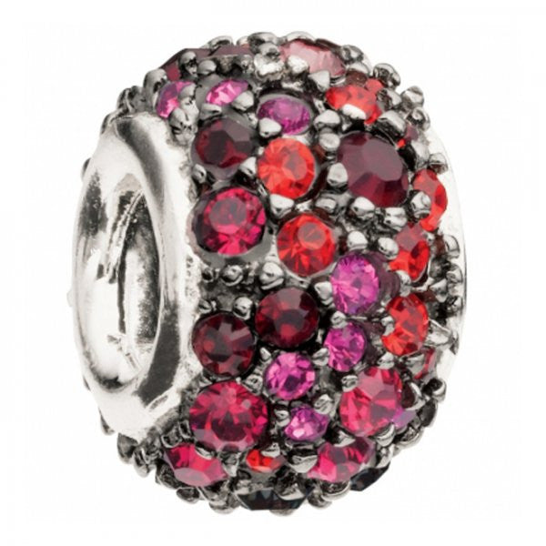 Sterling Silver w Stone - Jeweled Kaleidoscope - Red and Black Swarovski
