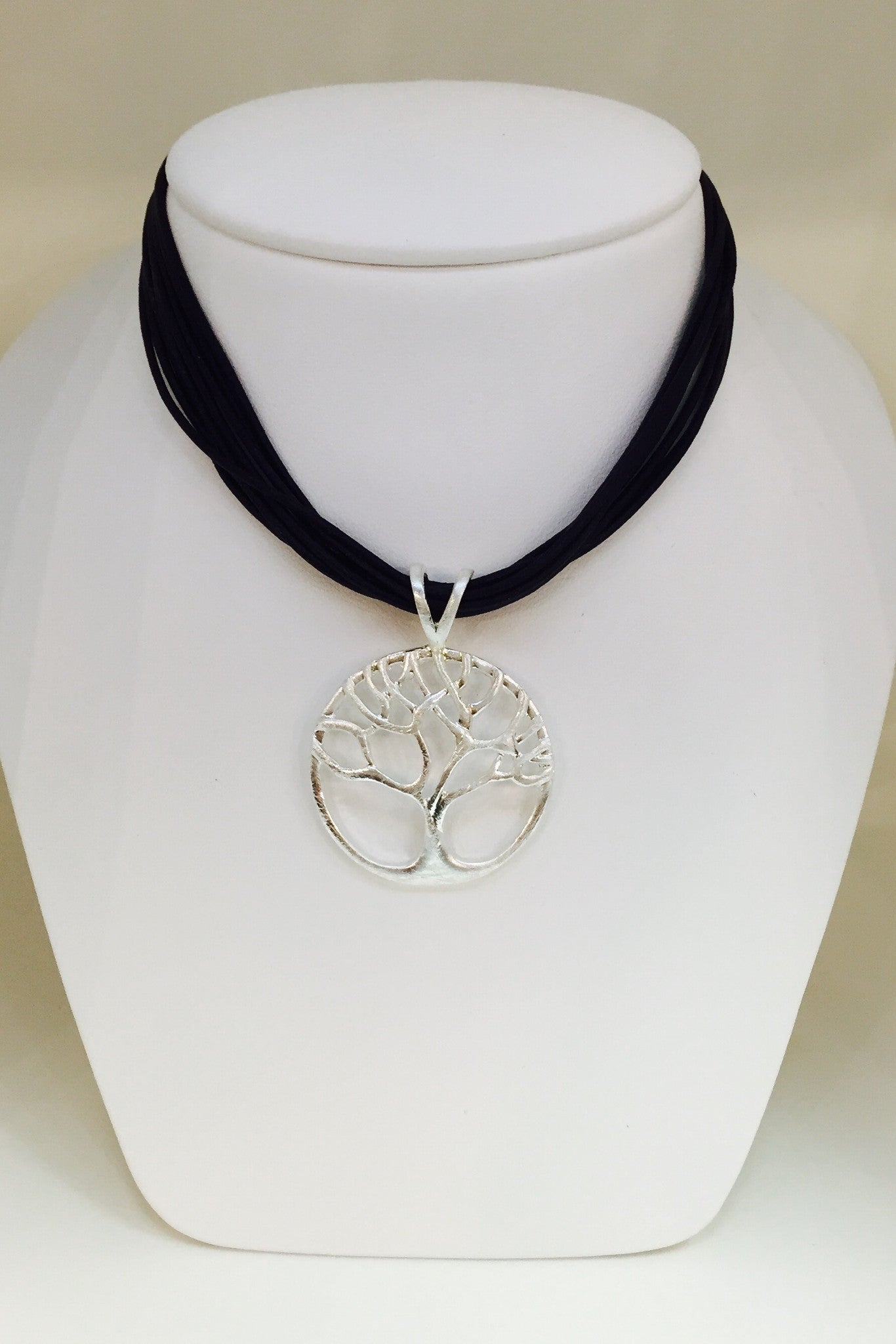 Adj. Tree of Life on Black Cord Necklace