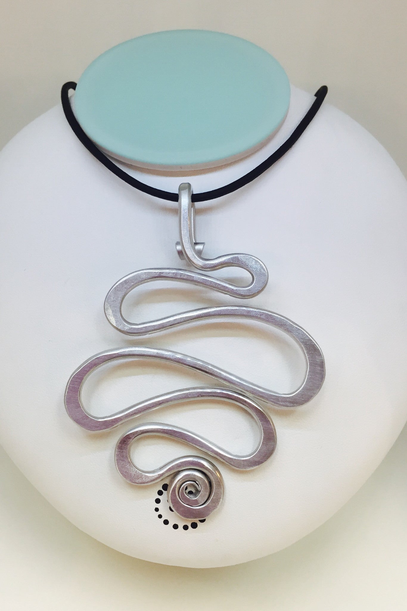 Squiggle Necklace w/ Black Leather