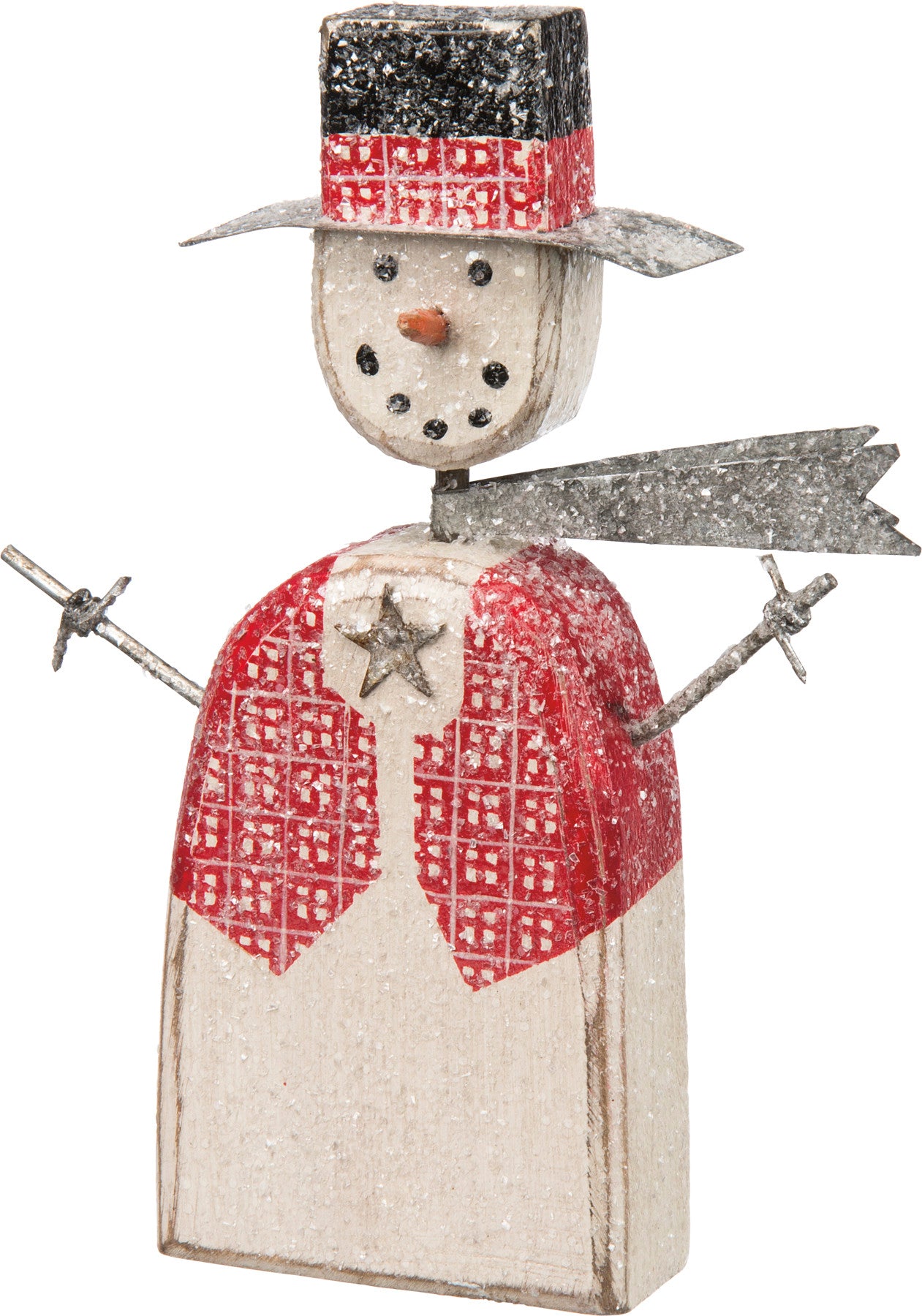 Snowman Sitter-Red Plaid Vest