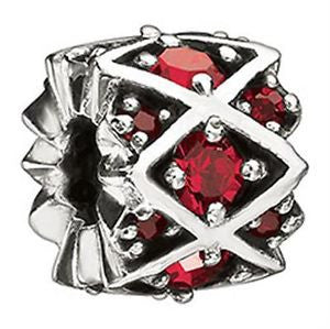 Sterling Silver w Stone - Shimmering Stones - Red CZ