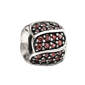 Sterling Silver w Stone - Jeweled Petals - Red CZ