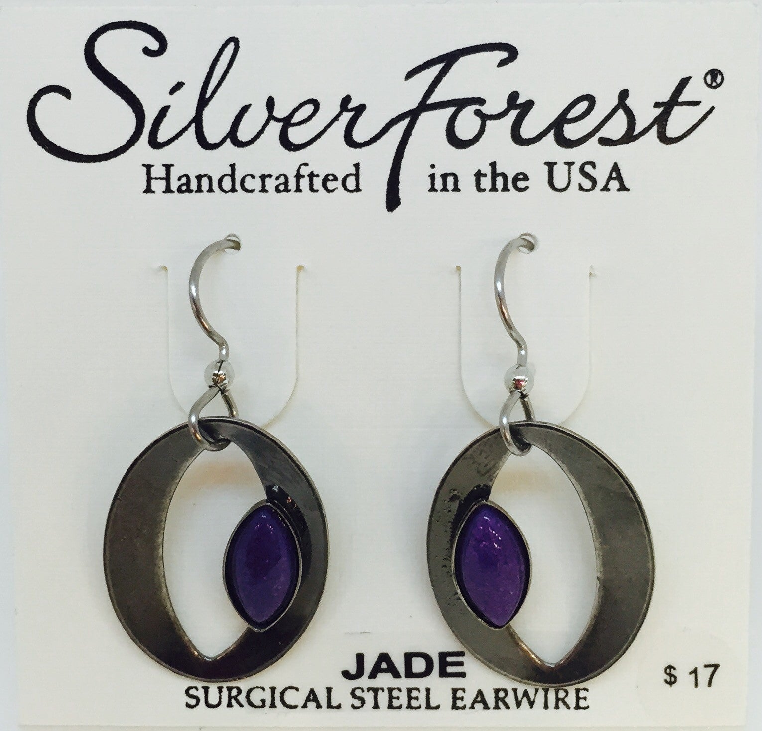 Open Oval w/ Purple Jade Earring