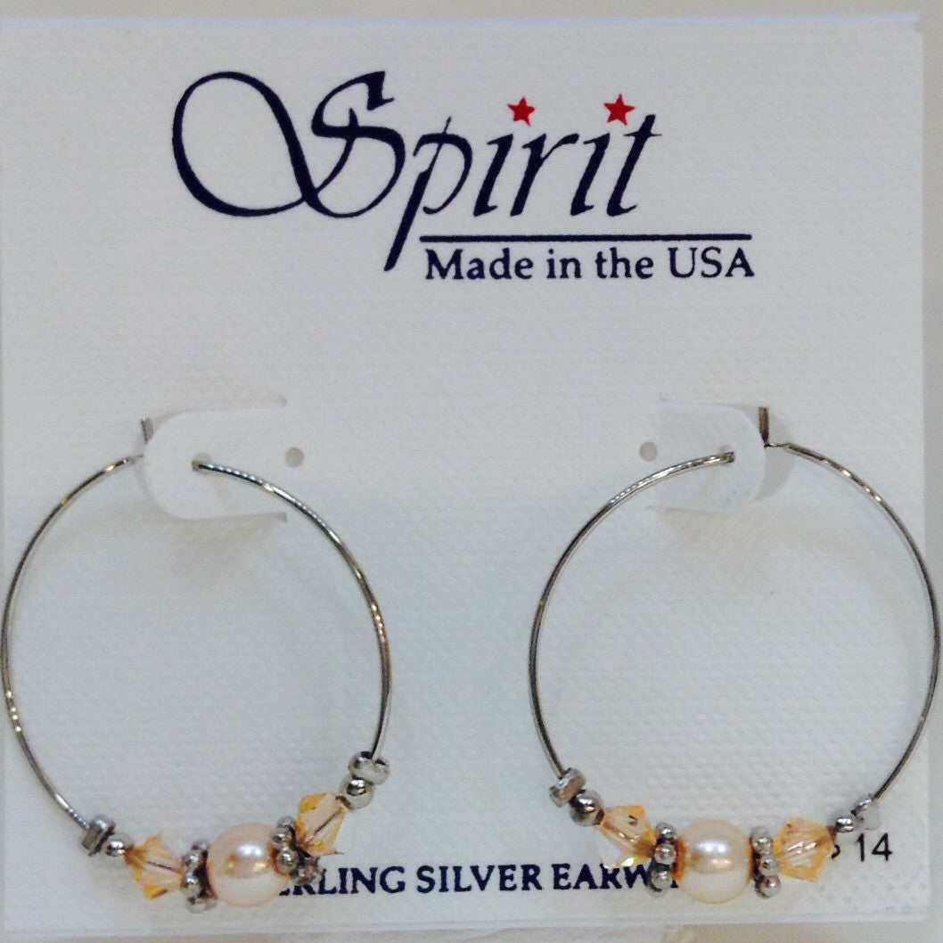 Peach Crystal Hoops