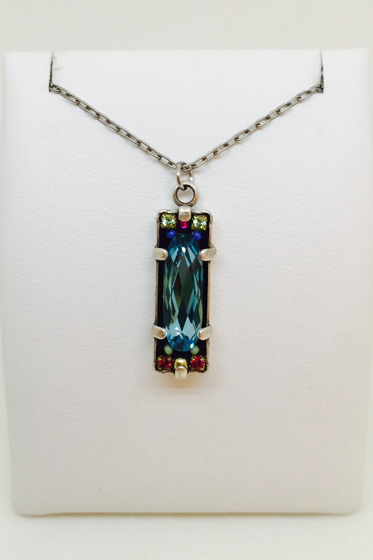 Crystal Pendent Necklace-Light Turquoise