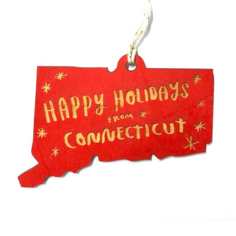 SnowMade - Happy Holidays from Connecticut Ornament - Large