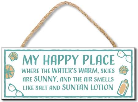 My Happy Place Rope Sign 4X10