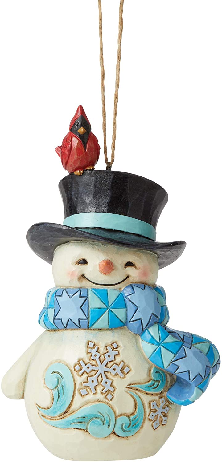 Snowman with Cardinal on Hat Ornament