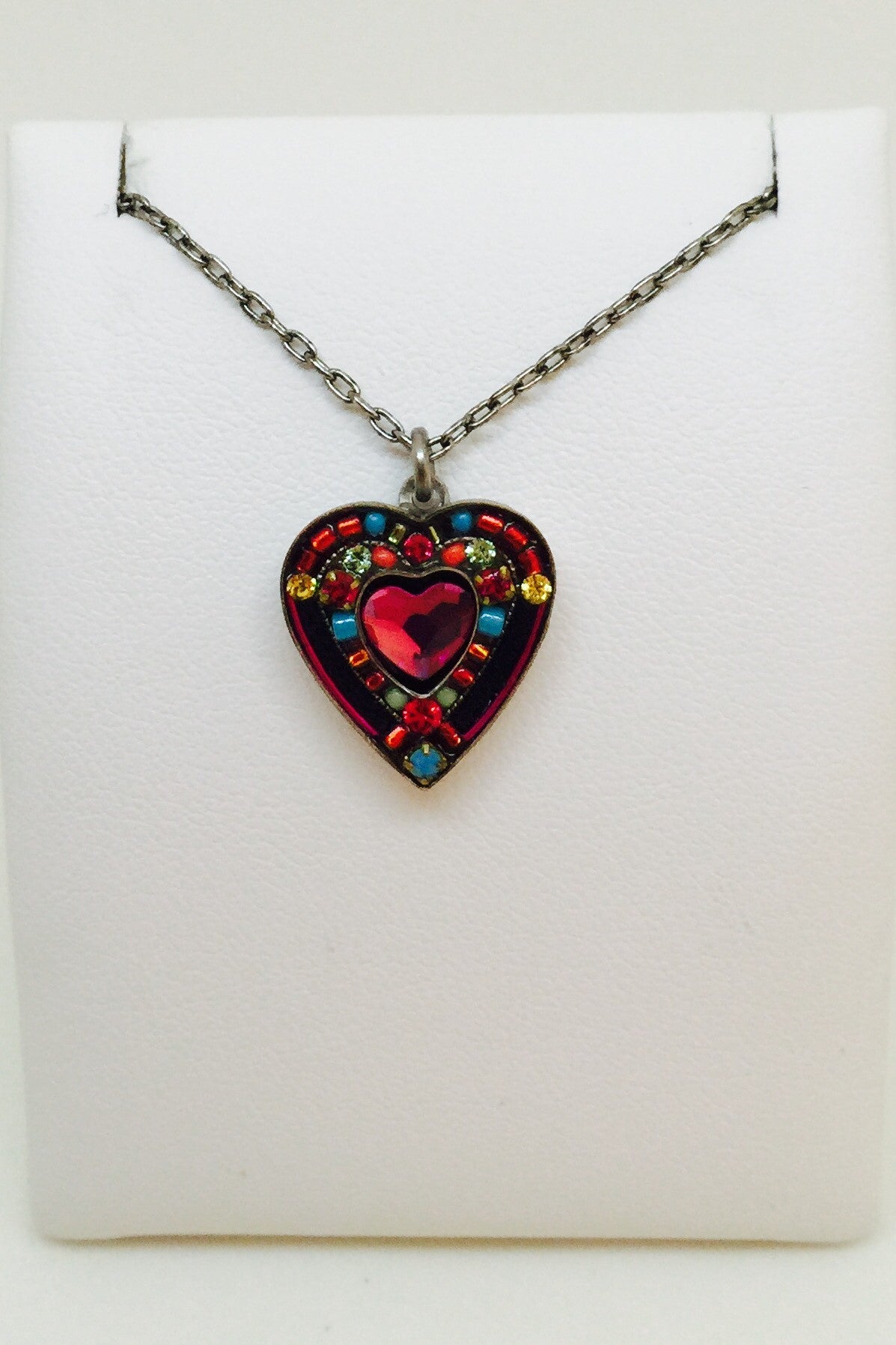 Rose Heart Pendent Necklace-Multicolor