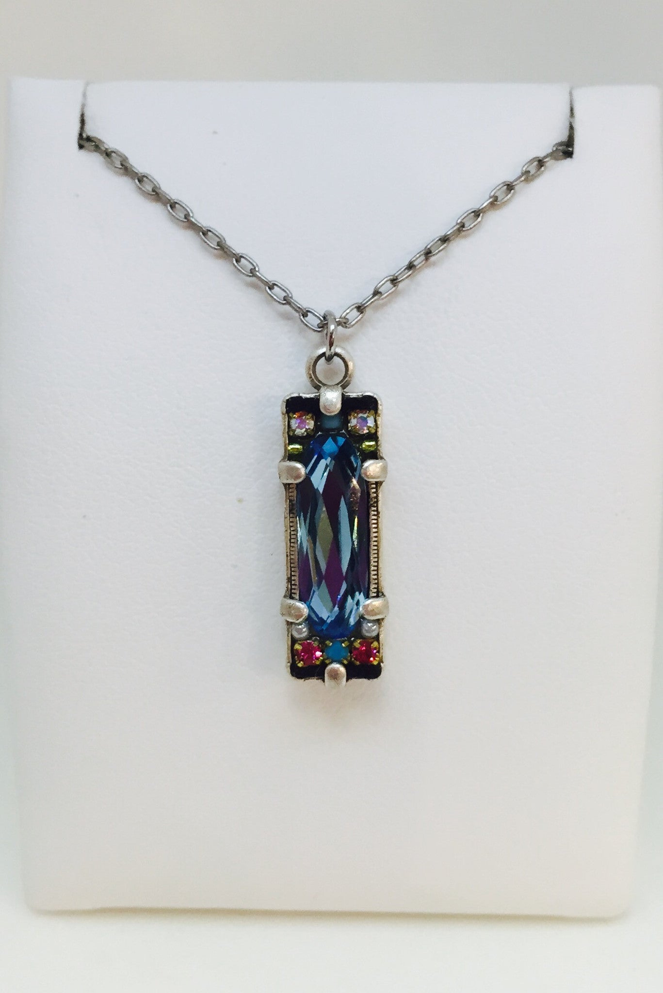 Crystal Pendent Necklace-Aqua