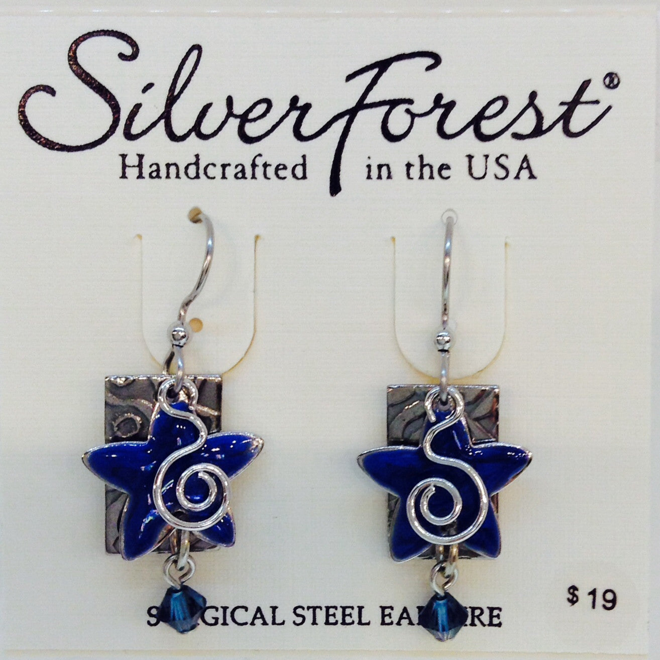Silver Blue Star With Crystal