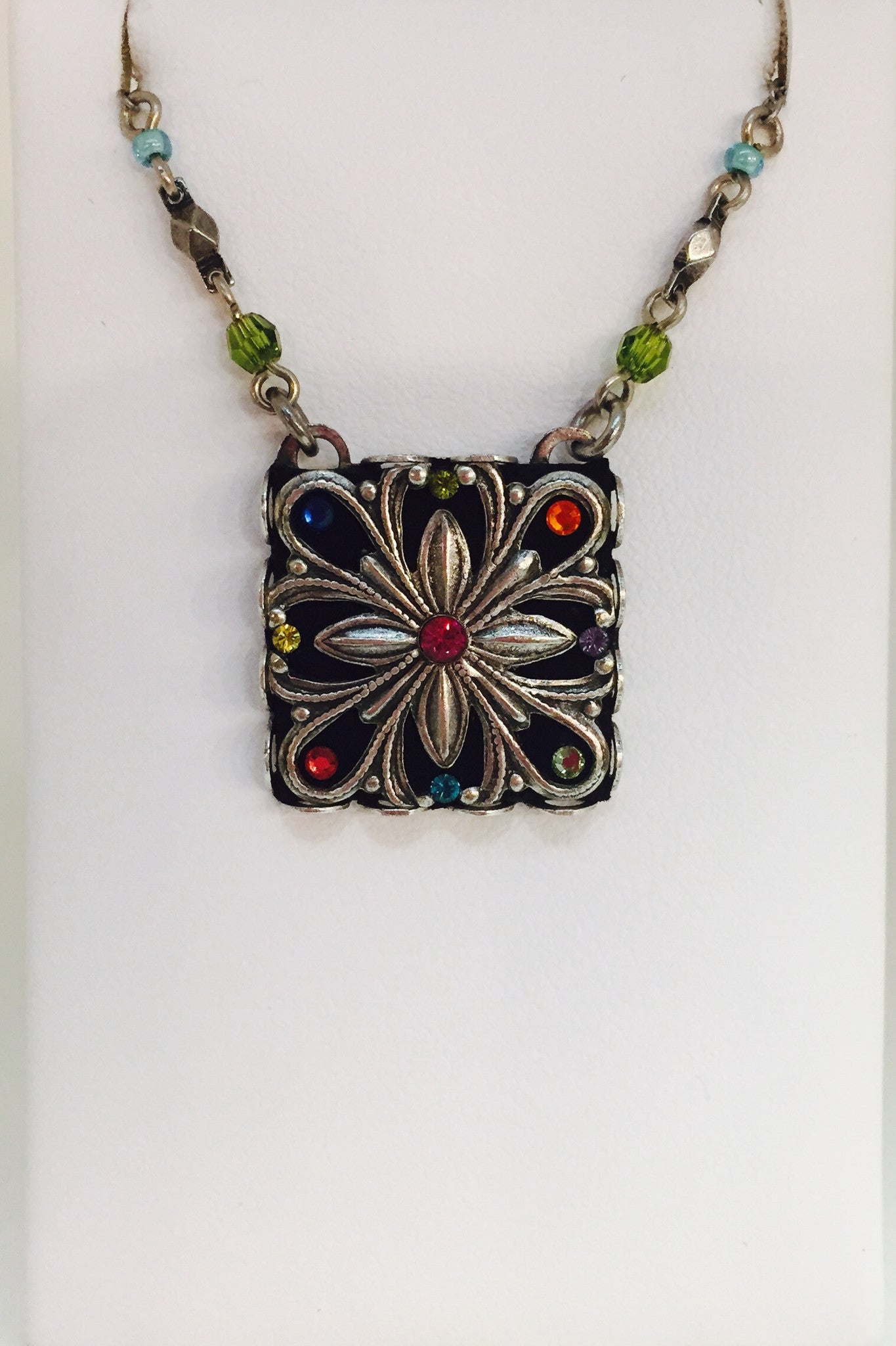 Flower Square Necklace-Multi Color