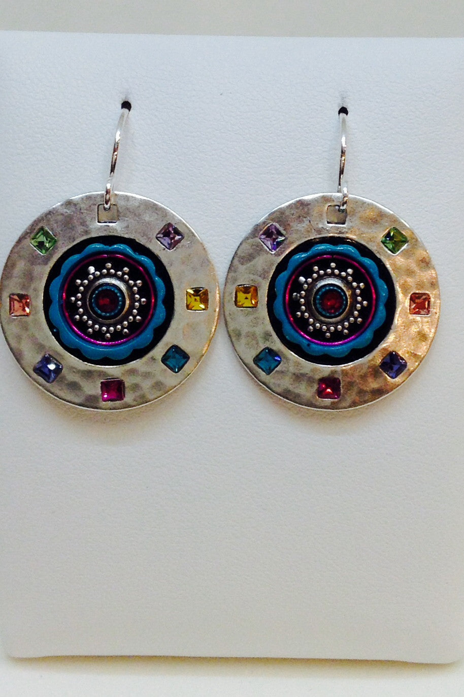 Hammered Metal Circle Earring-Multi Color