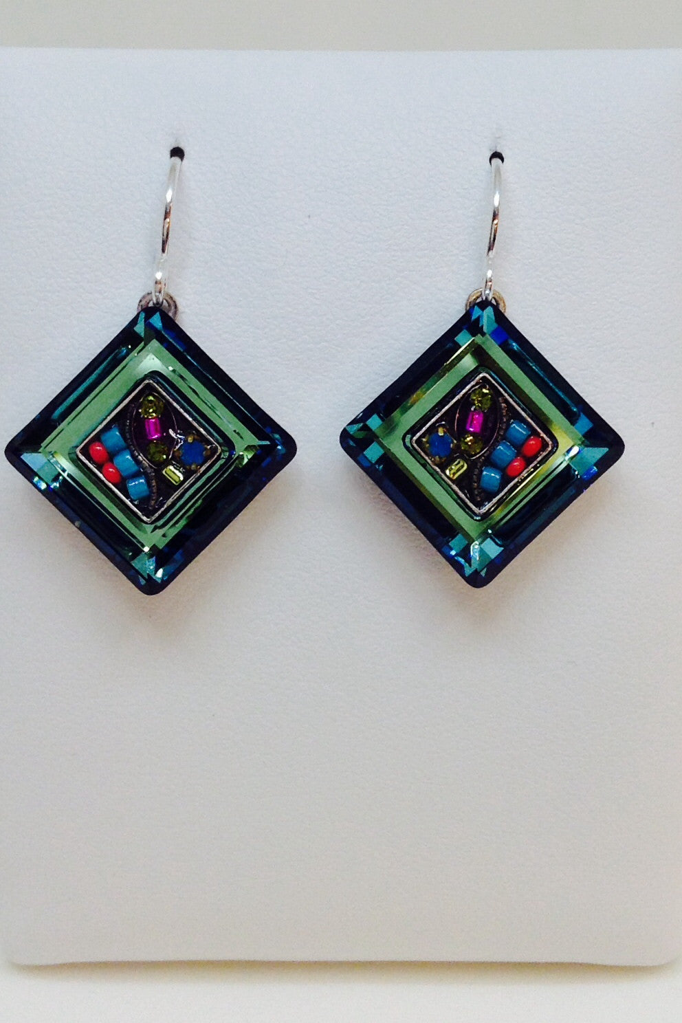 La Dolce Vita Crystal Diagonal Earrings-Multi Color