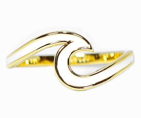 Gold Enamel Wave Ring