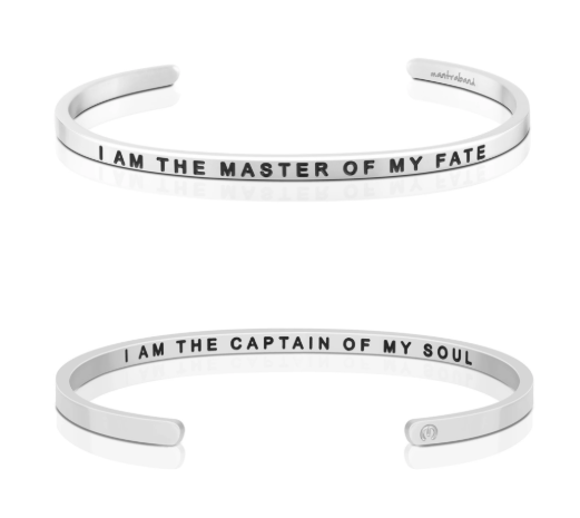 The Master of My Fate, I Am the Captain Of My Soul Bangle (Silver)