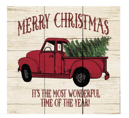"Merry Christmas" Red Truck Sign