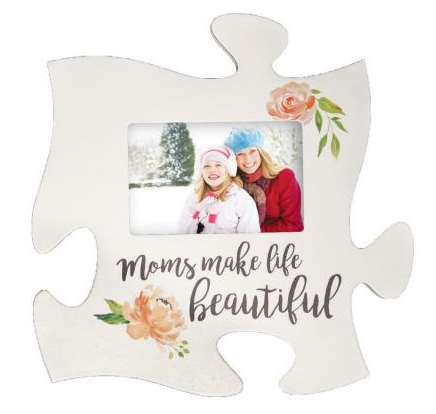 Moms Make Life Beautiful Puzzle Piece Frame