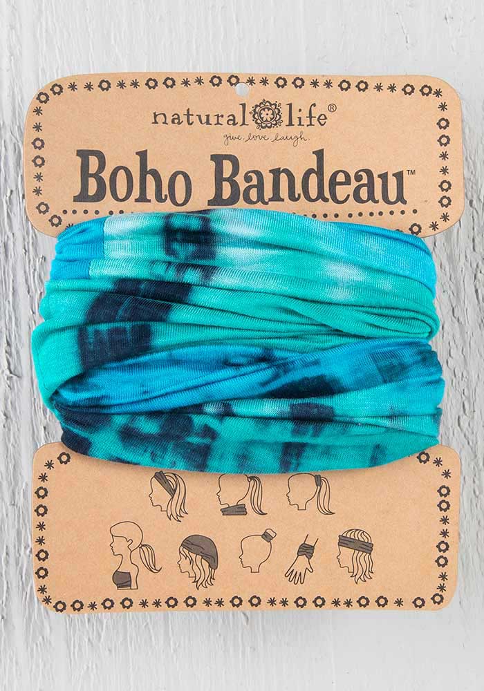 Boho Bandeau Tie-Dye Turquoise/Blue/White