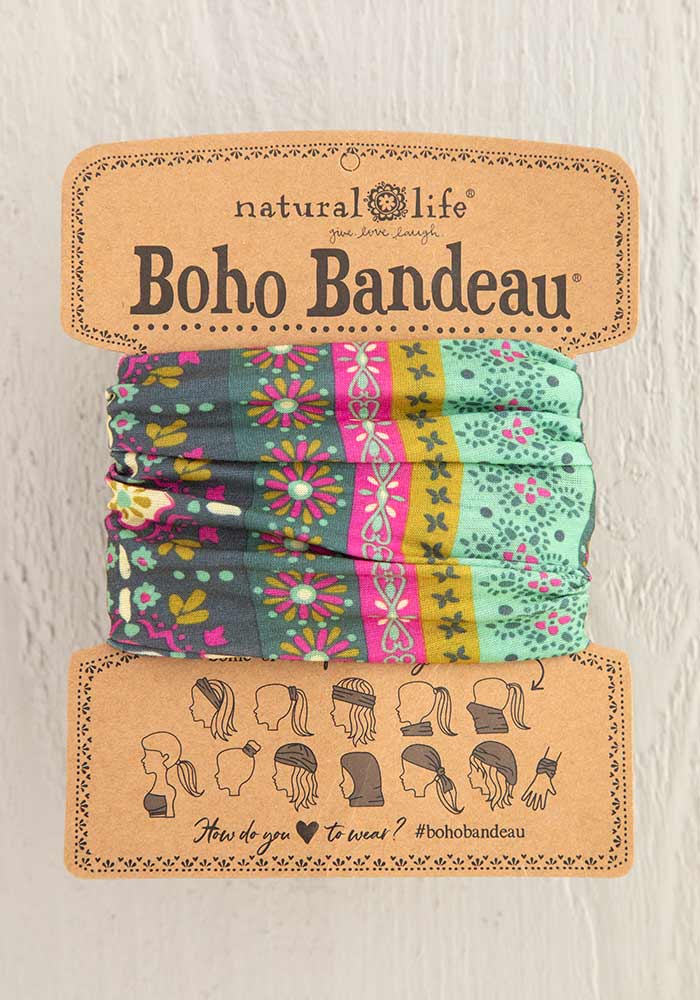 Boho Bandeau Quatrefoil Green Stripe