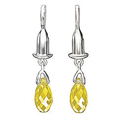 Sterling Silver Earring Bead Drop - Briolette - Yellow Swarovski