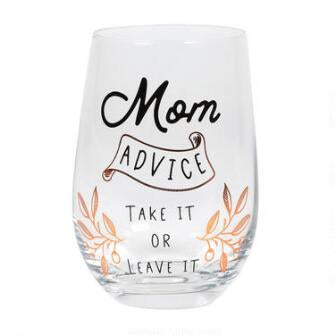 Mom/Advice Stemless Wine Glass