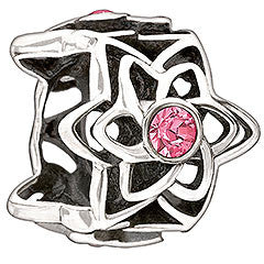 Sterling Silver w Stone - Dahlia - Pink Swarovski