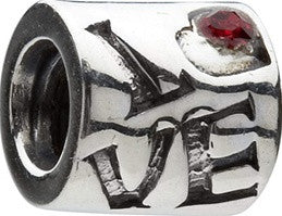 Sterling Silver w Stone - Love - Red CZ