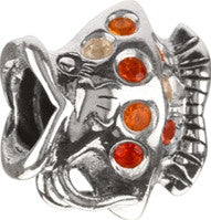 Sterling Silver w Stone - Angel Fish - Orange and Clear CZ