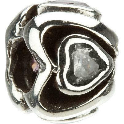 Sterling Silver w Stone - Mother's Heart - Clear CZ