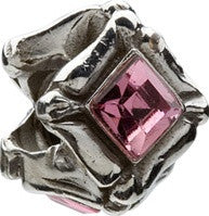 Sterling Silver w Stone - Diamond Shaped - Light Pink CZ