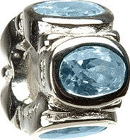 Sterling Silver w Stone - Ovals - Aqua CZ