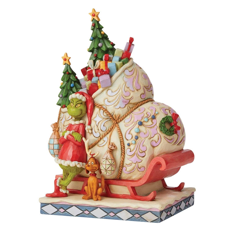 Grinch Standing in Front of Sleigh Figurine