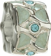 Sterling Silver w Enamel and Stone - Lustrous - Aqua CZ