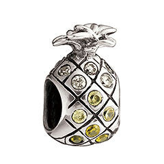 Sterling Silver w Stone - Pineapple - Yellow & Clear CZ