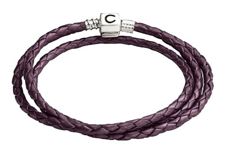 Plum Braided Leather Wrap Bracelet (20.7 in)