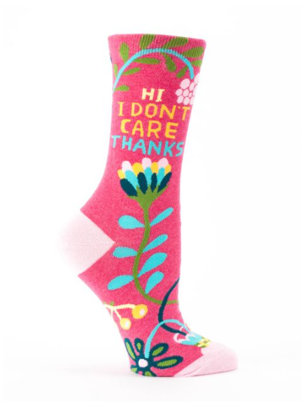 Hi. I Don't Care Crew Socks